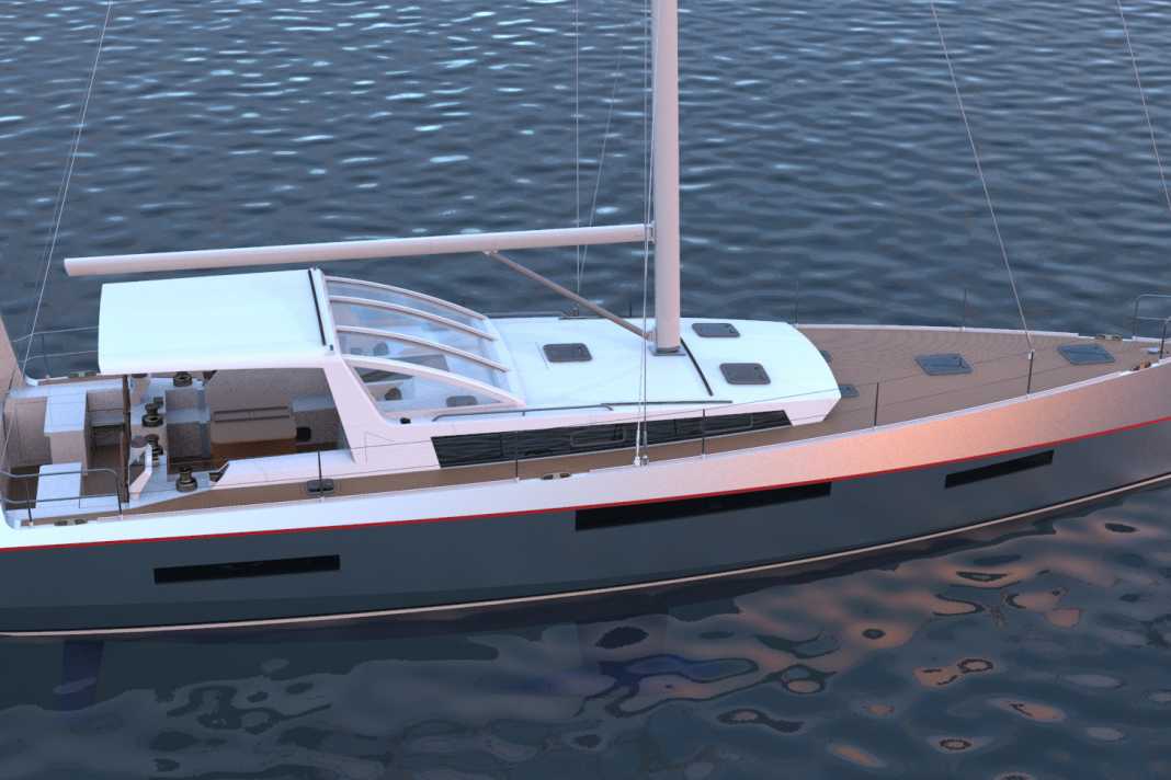Die markanten Rumpflinien und das Deckslayout des Blauwassercruisers gestaltete der französische Designer Nicolas Purnu.