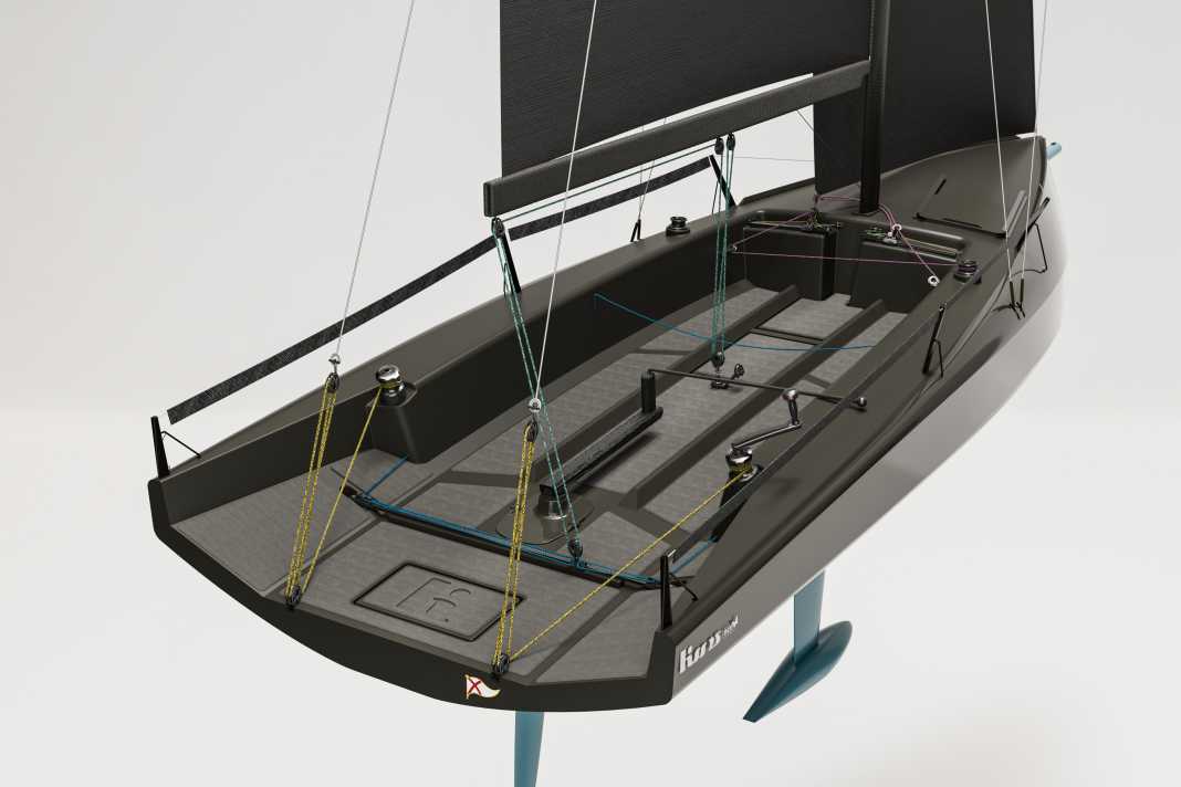 The rudder blade is built far below the stern. Hole point rails are installed transversely at the front for optimum adjustment of the short genoa.