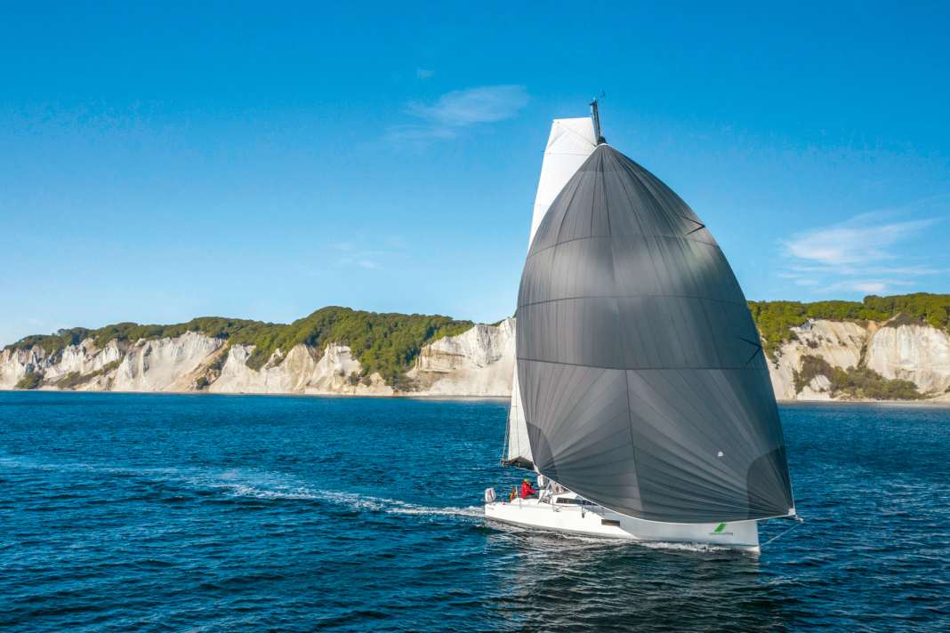 A chartered Pogo 12.50 sails off Møns Klint. Denmark is rich in beautiful destinations and easy to navigate