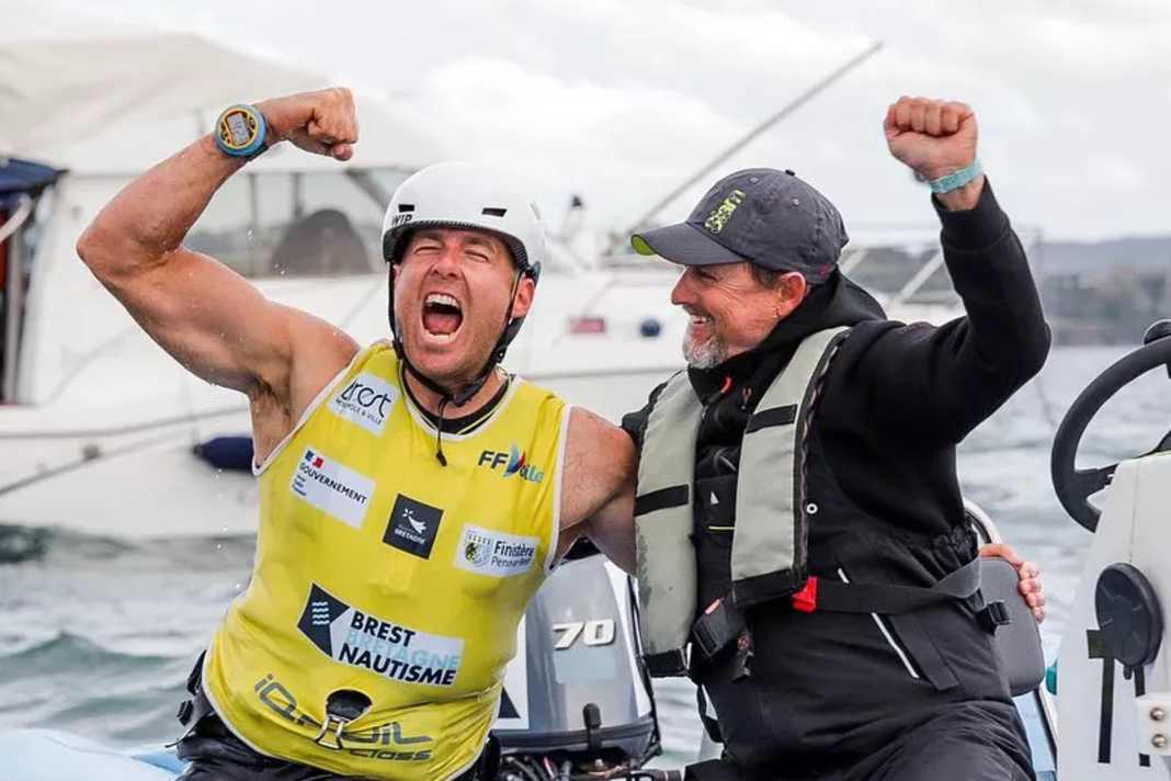 World champion Sebastian Kördel and his happy coach Dom Tidey