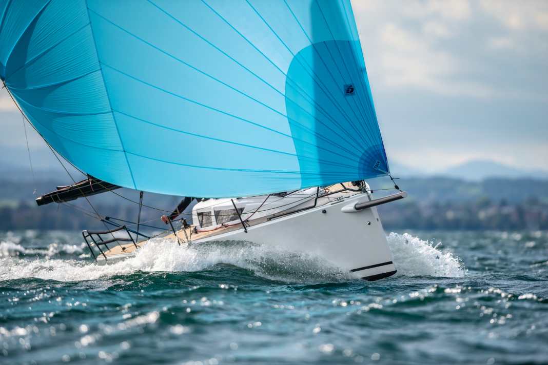 Spirited. The N'Fun 30 is sporty under gennaker. The trunk is extendable.