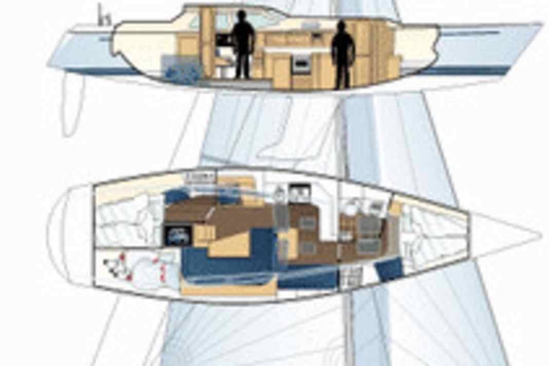 Fast lines with slim keel and spade rudder.

The well-heeled rig has a high sail carrying capacity of 4.89

