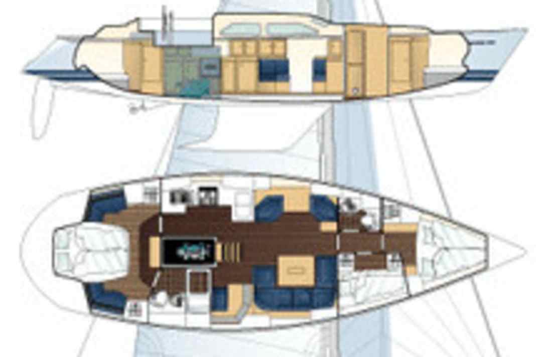 Bavaria 47 Ocean: The owner's area aft is only accessible through the galley line, as the original