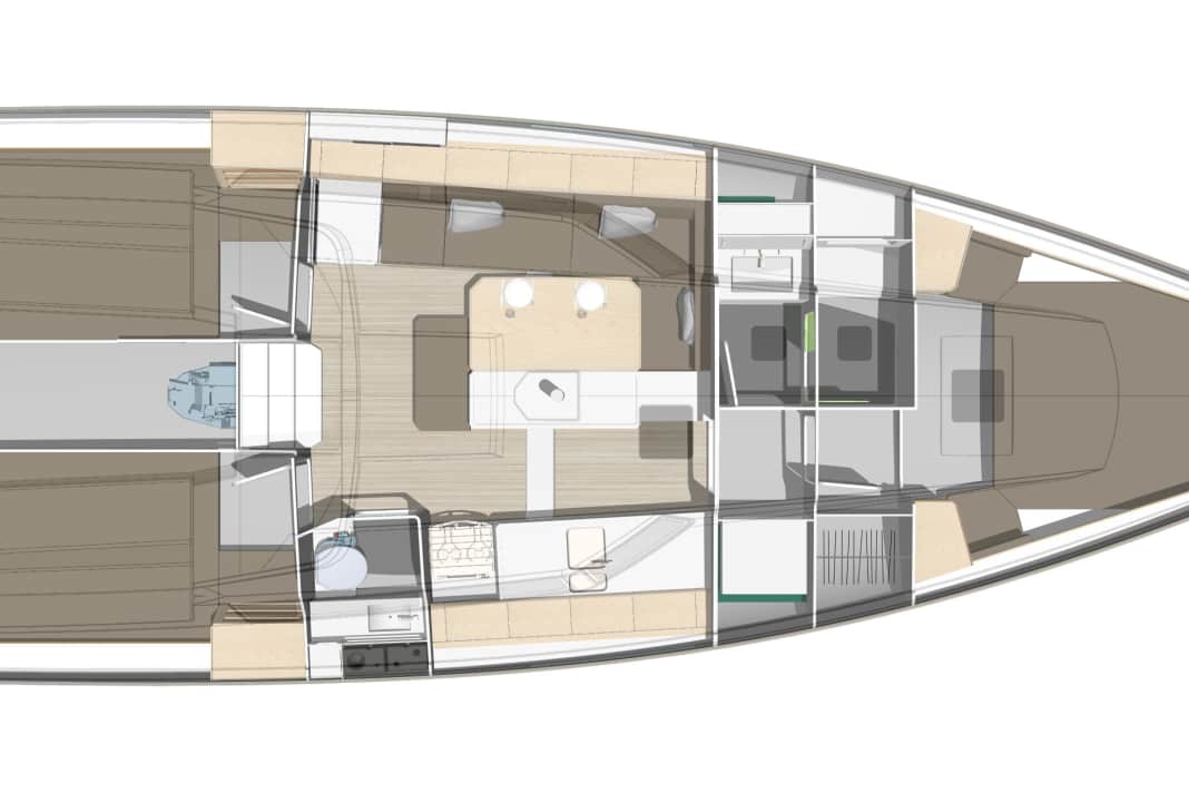 Pogo 44, version avec trois cabines et un espace toilettes