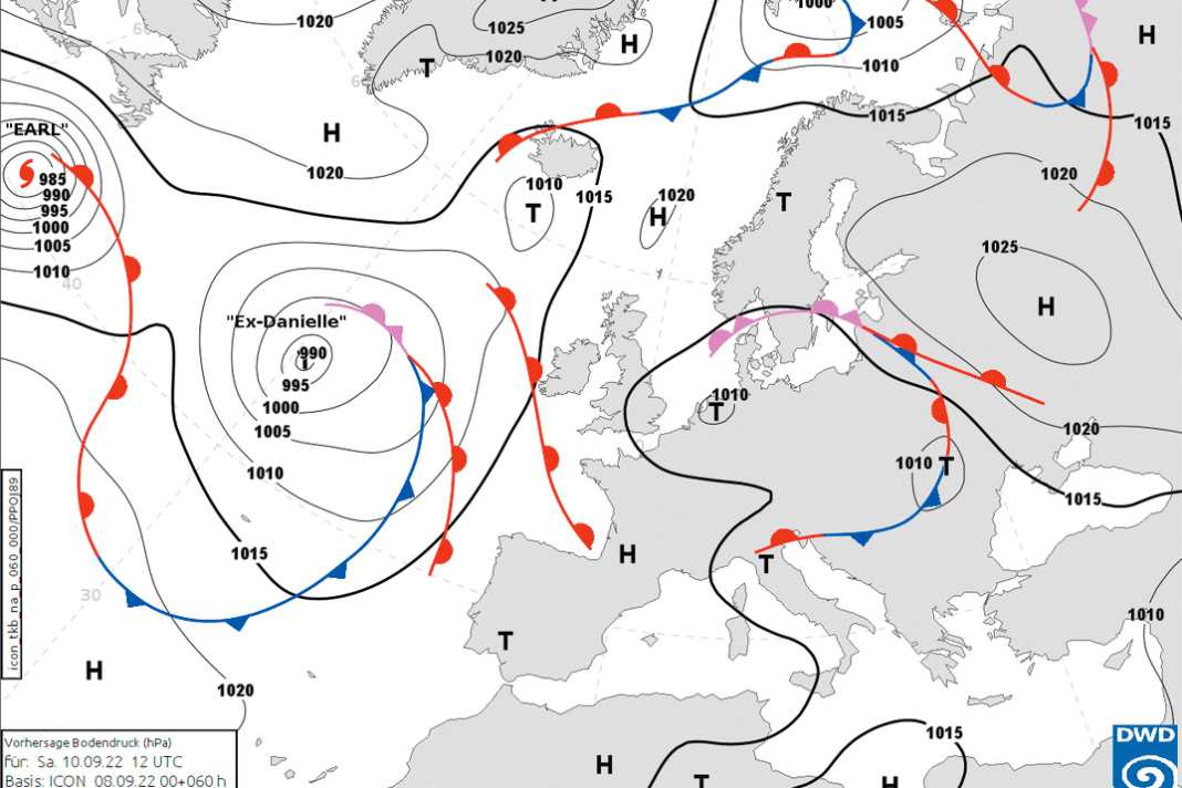 Forecast map of the DWD