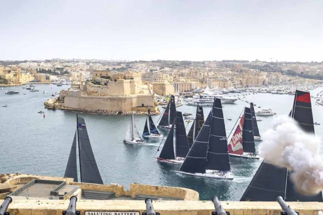 Tipica scena di partenza della Rolex Middle Sea Race.