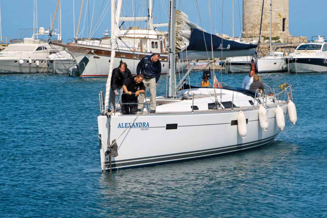 Moored anchors in the harbour because the bow anchor is used instead of a mooring ring