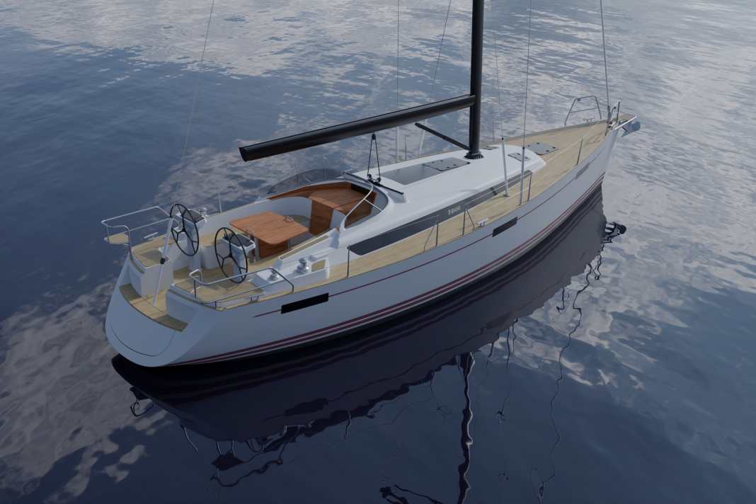 Maintenant aussi avec cockpit arrière : deux postes de pilotage, table de cockpit centrale, et deux winchs sur le côté de la coque pour toutes les drisses, écoutes et lignes de réglage