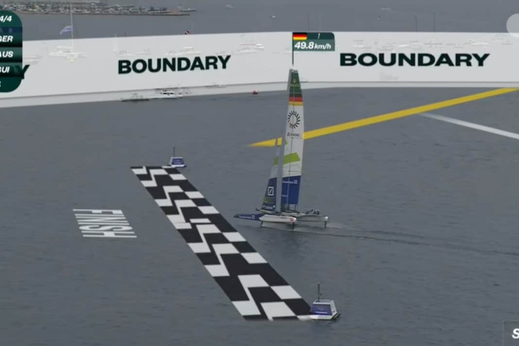 Sunday afternoon, Lake Geneva, the finish line in the final of the Rolex Switzerland SailGP: Team Germany reaches it as winners.