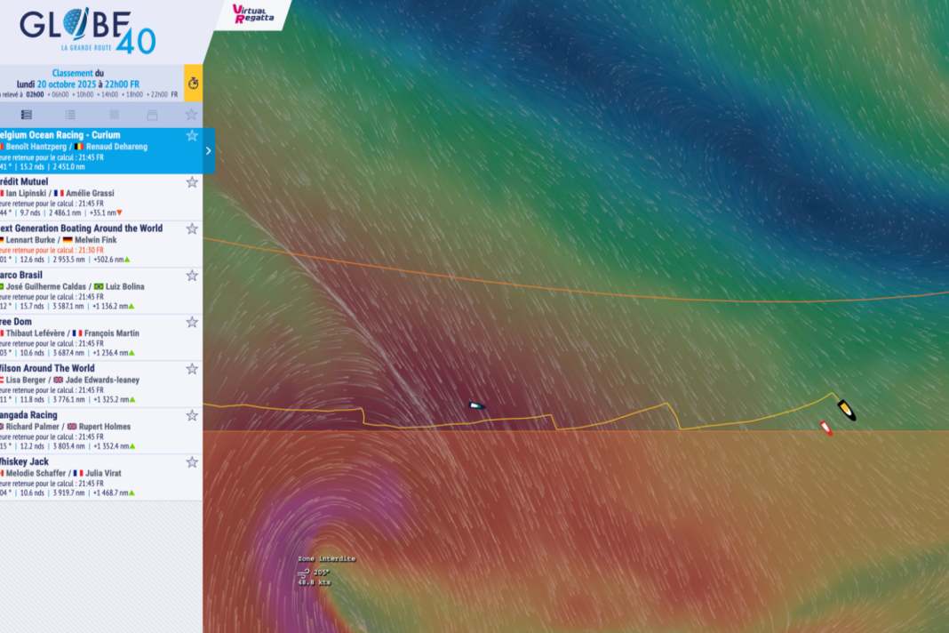 This is the wind development forecast by the tracking system for the next 24 hours of the second leg in Globe40.