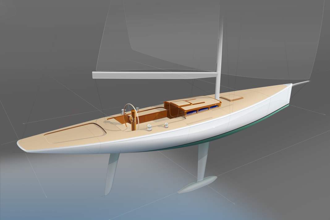 Für den 60-Fuß-Weekender verknüpft Peart Yacht Design ein stark überhängendes Heck mit geradem Steven und feinen, tief gehenden Anhängen.