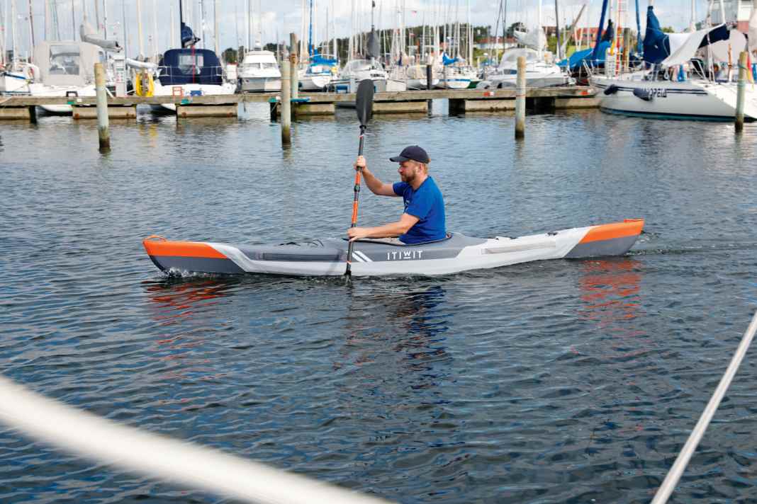 The inflatable kayak is also ideal for exploring the nearest anchorage bay