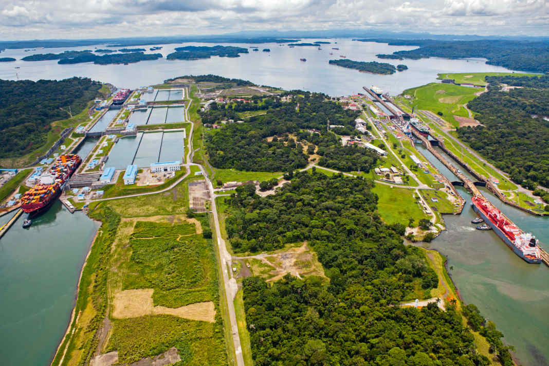 There are five locks in the Panama Canal. You can see them here: The Gatún locks