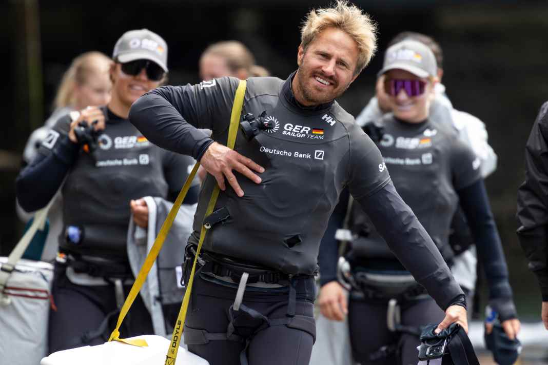 Erik Heil lors du SailGP à Portsmouth.