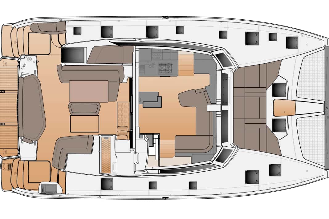 Sedersi, sdraiarsi, rilassarsi: Tutte le superfici di colore marrone scuro contraddistinguono poltrone, divani e lettini.