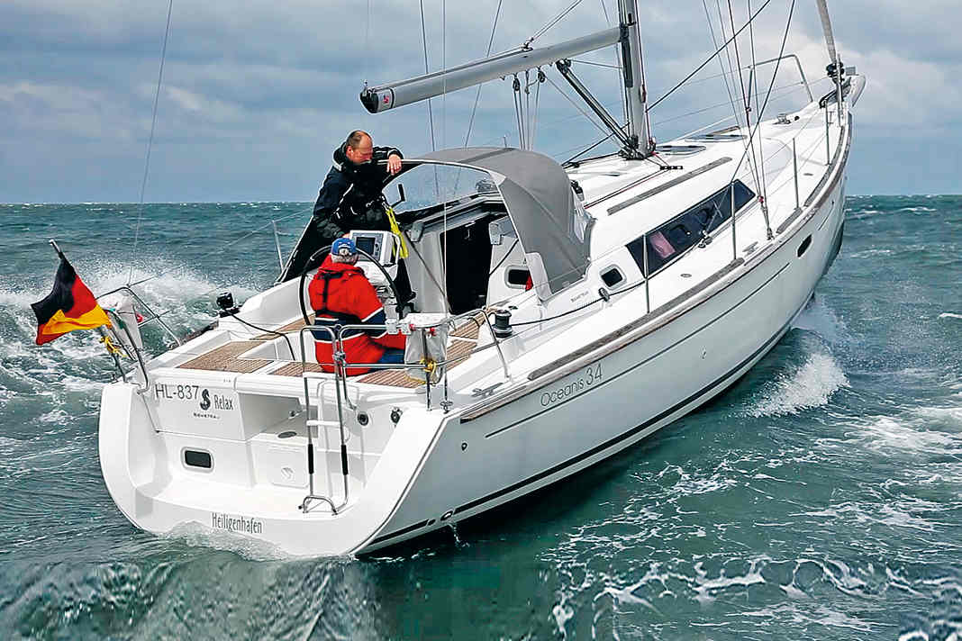 The yacht pitches very strenuously