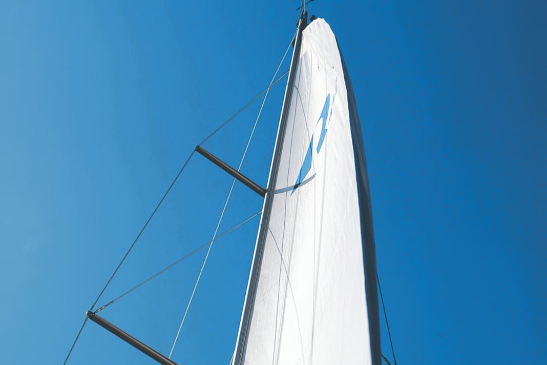 The mainsheet is taken very tight, the leech of the mainsail closes