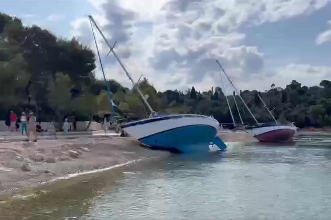 Beached yachts.