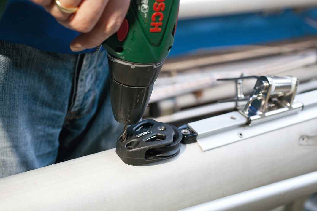 Once the right drill bit has been found for the screw and the fitting is in place, the hole can be drilled
