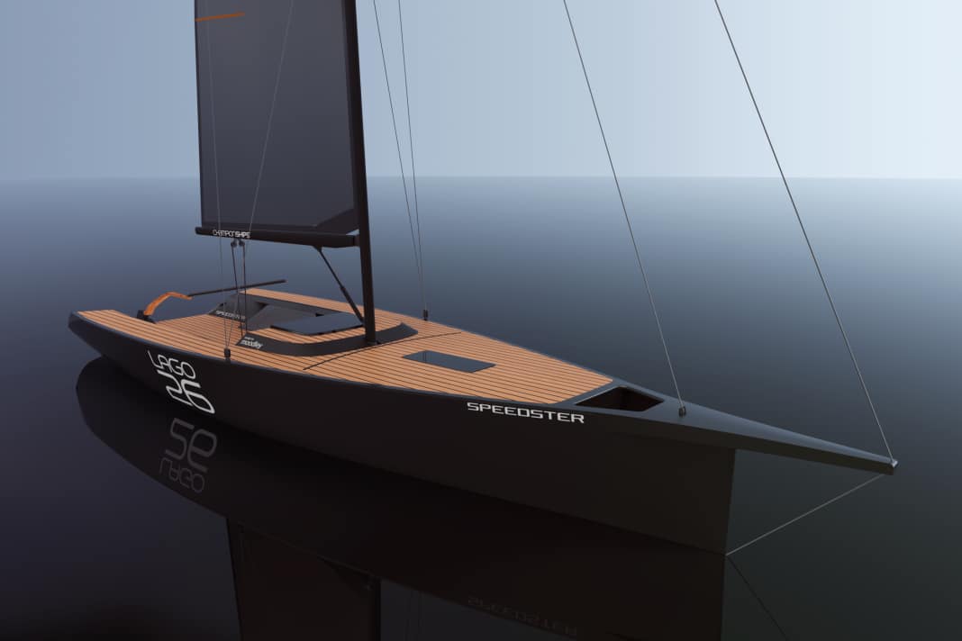 Der Rumpf ist der gleiche, alles andere ist neu. Die Lago 26 in der Version Speedster mit flachem Kajütaufbau und fest angebautem Bugspriet