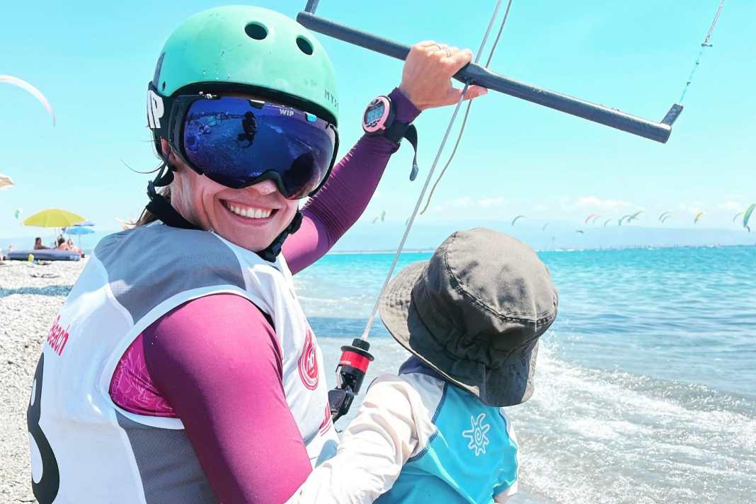 Formula kiter Leonie Meyer with son Levi