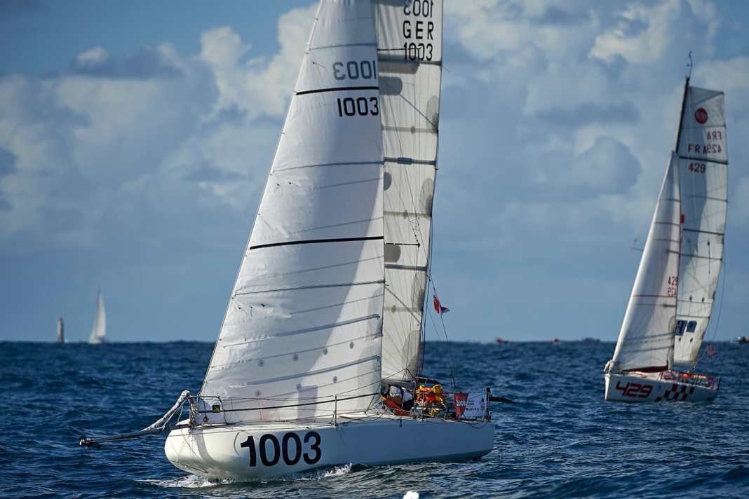 Thiemo Huuk with his Vector 650 "Europe" at the start of the mini-transat.