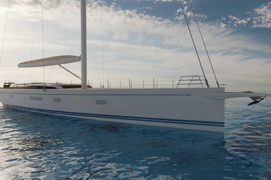 Long bonnet. The foredeck is as long as it is sheer, the exterior design was provided by Lucio Michelletti. The sailor and architect has a background in the automotive sector and refined the Frers design ...