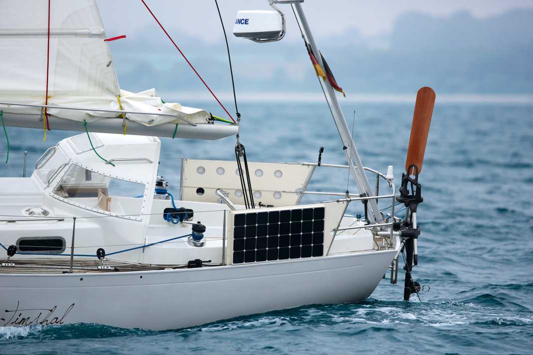 A robust Aries wind steering system at the stern of a DEB 33