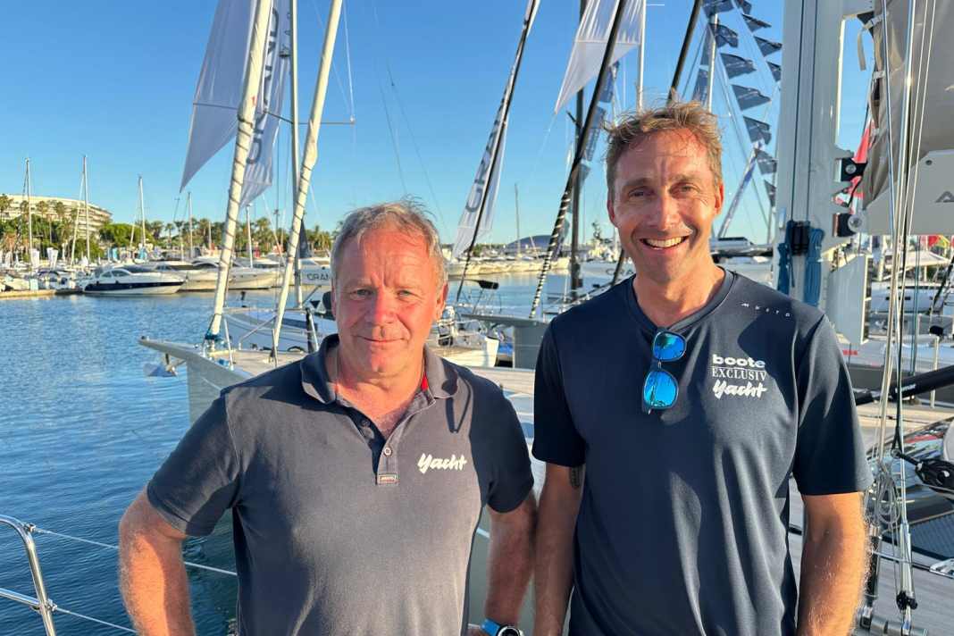 YACHT-Redakteur Michael Good (l.) und YACHT-Chefredakteur Martin Hager (r.) berichten vom Cannes Yachting Festival: Wie hat sich die Messe weiterentwickelt? Welche Trend gibt es? Welche Premieren sollten sich Besucher nicht entgehen lassen?