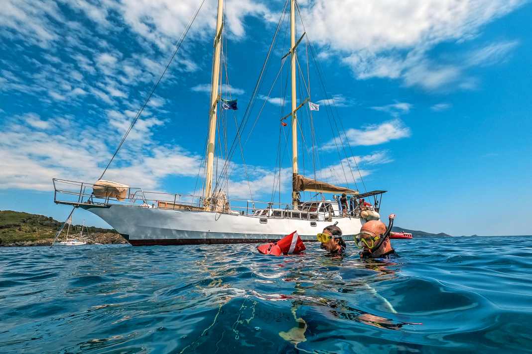 The "Waya Waya" has room for a dozen scientists who, like the skipper, are working on various marine conservation projects