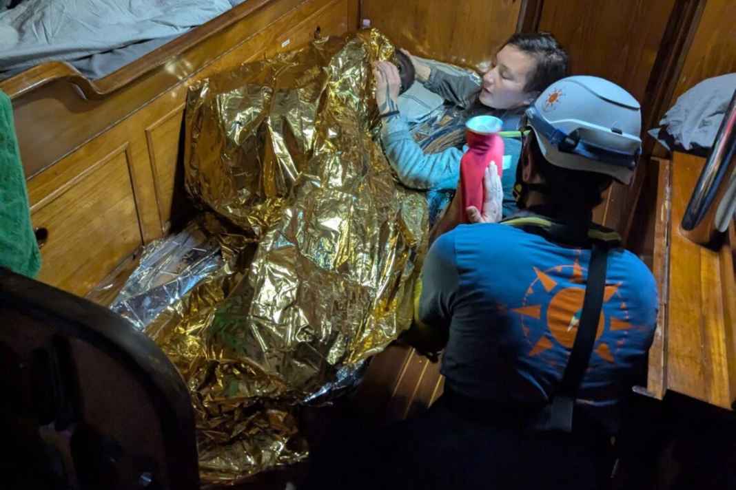 The rescued girl was given emergency care on board