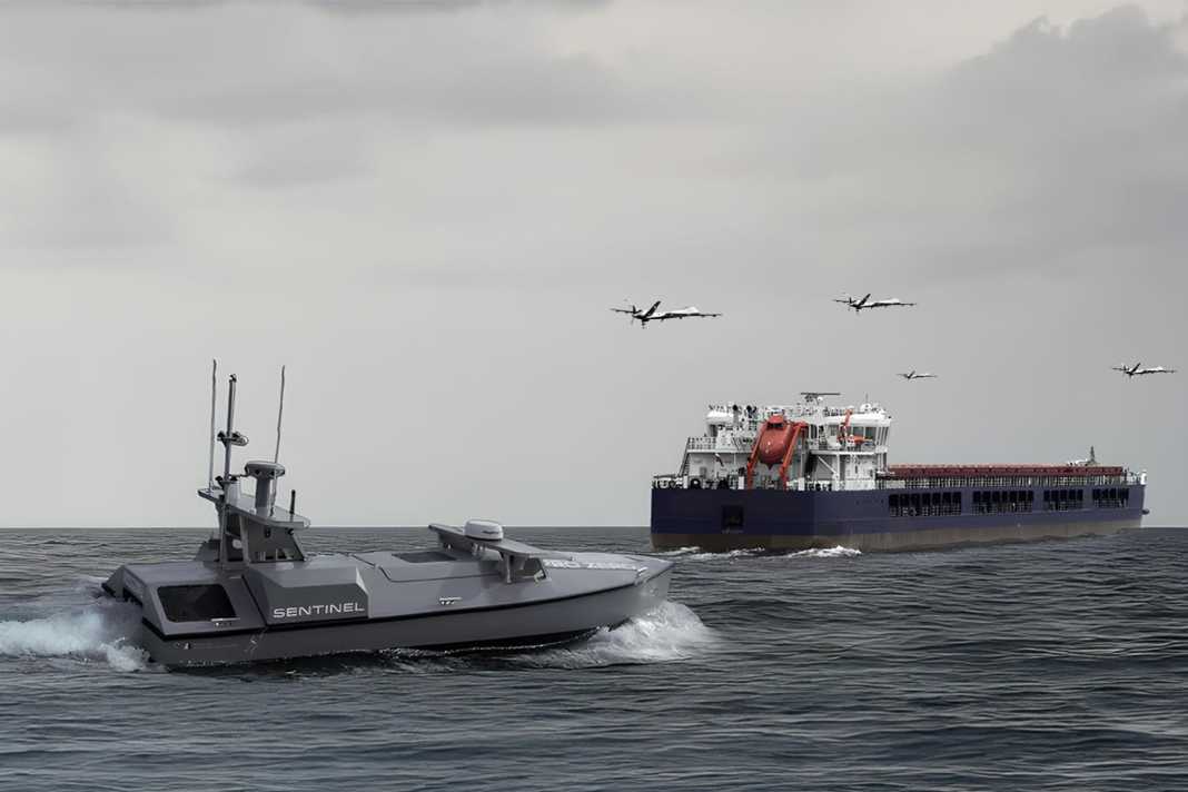 The water drone in planned use (photomontage).