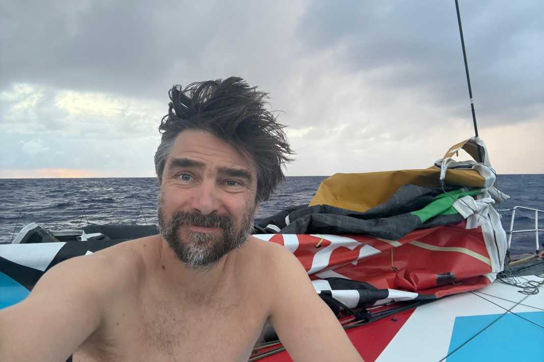 Badly shaken: Boris Herrmann with his damaged headsail