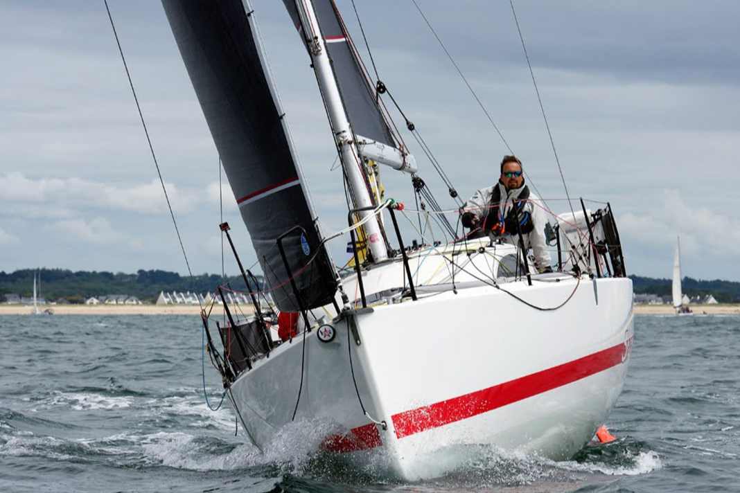 Cord Hall at the helm of the JPK 10.10 "Sharifa". Together with owner Rasmus Töpsch, the Strander will compete in the Transquadra 2024/2025
