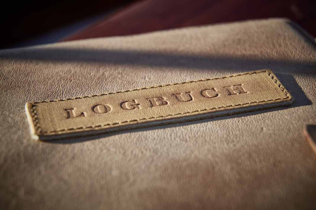 Logbook in leather cover