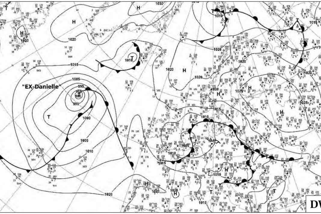 Analysekarte des Deutschen Wetterdienstes (DWD)