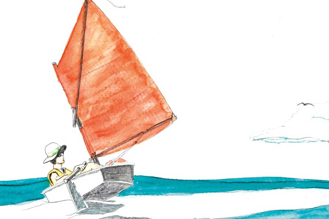 The author sailed across Lake Constance in an Optimist for three days