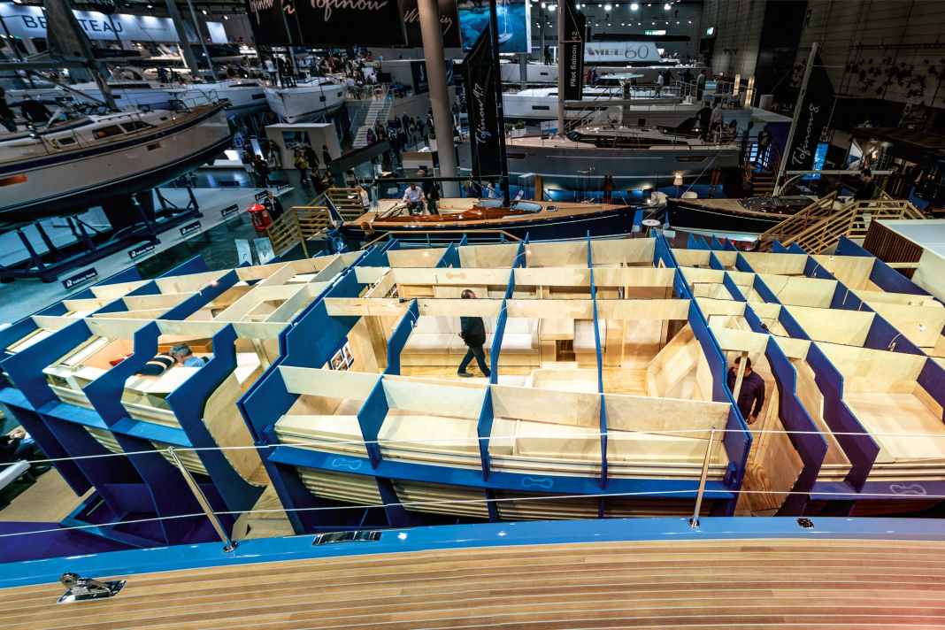 So wurde ein neues Modell noch nie der Weltöffentlichkeit präsentiert: Mit diesem aufwändig gebauten 3D-Konstrukt der kommenden Swan 58 gewann Nautor auf der boot Düsseldorf 2020 mehrere Neukunden – und reichlich Rückmeldungen, die teils auch in die Serienfertigung einflossen