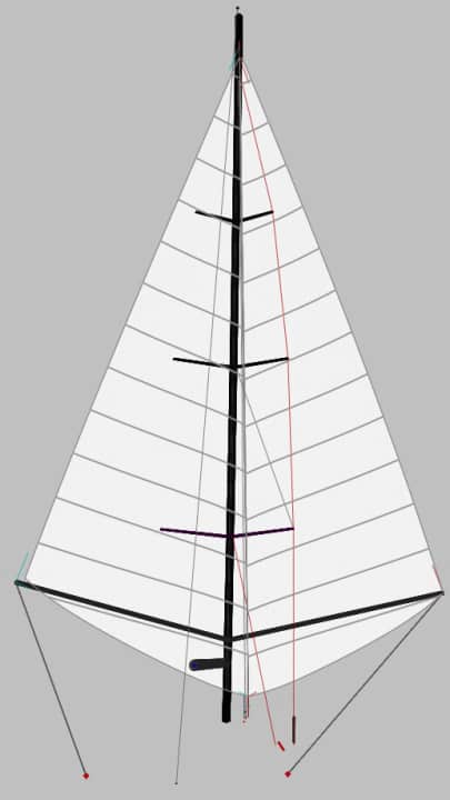   Modern Passat sails: Without mainsail with furling double sail on deep courses