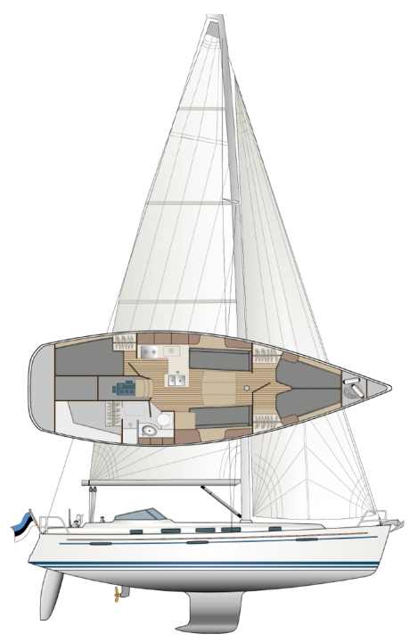 The layout can be varied to a large extent, up to three cabins | Drawing: YACHT/N. Campe