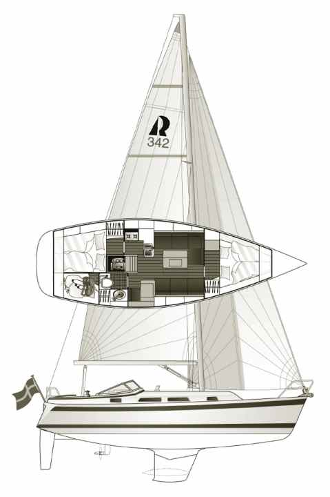 Der Ausbau unter Deck mit zwei Kabinen und einer Nasszelle ist der Standard. Alternativen dazu gibt es keine | Zeichnung: A. Hoppenhaus