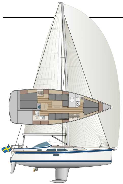 Das Heck schnürt fast nicht ein, dadurch entsteht achtern viel Platz | Zeichnung: YACHT/N. Campe