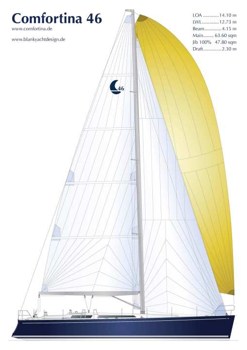   Sleek and slender. The lines of the Comfortina 46 flatter the eye