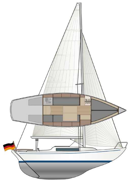 Des lignes plus étirées : Le bateau IF est plus long qu'un folkeboat, mais à peine plus large. La répartition sous le pont est classique | Dessin : YACHT/N. Campe