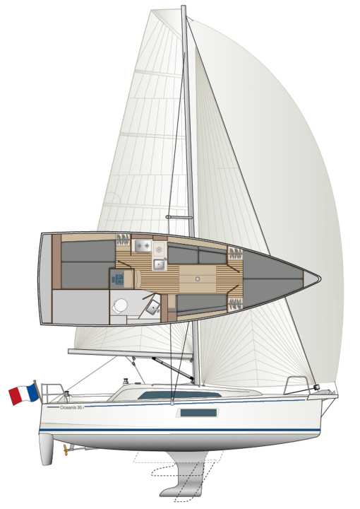 The ship is available with either a deep and shallow-set cast iron keel or as a centreboard with ballast centreboard | Drawing: YACHT/N. Campe
