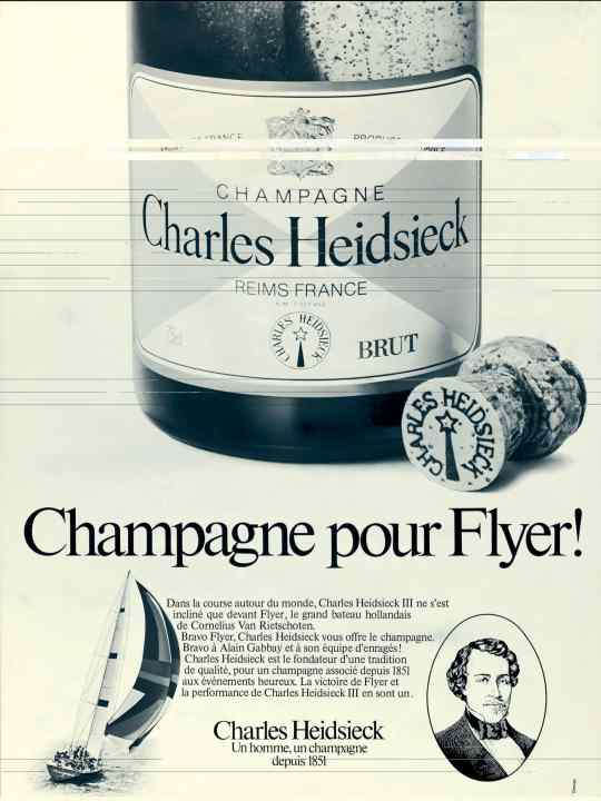 Schon früh warb ­Charles Heidsieck mit der Nähe zum ­Segeln