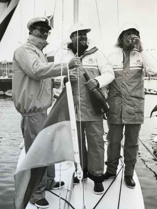 Prince Henrik (left) at the christening of Henrik Reese's (centre) dragon during Kiel Week