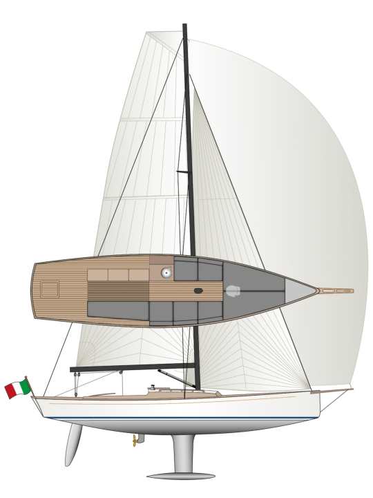 Due mondi. Linee classiche sopra e un design moderno sotto la linea di galleggiamento - armonioso
