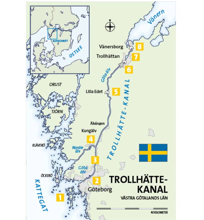 Der Trollhättekanal | Karte: Christian Tiedt