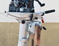 The silver-coloured 6 hp Honda has a built-in 1.5-litre fuel tank